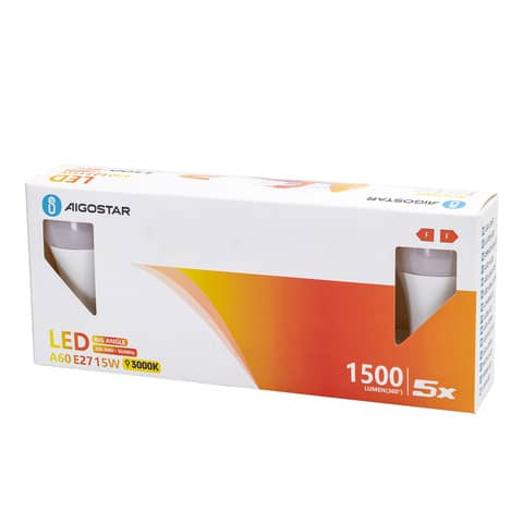 aigostar-lampadine-led-a60-e27-15w-luce-calda-conf-5-pz-3000k-331641