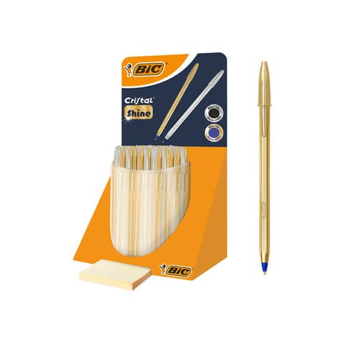 bic-espositore-banco-40-pezzi-cristal-fusto-oro-argento-inchiostro-blu-nero-9213381