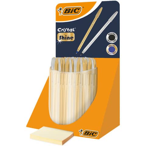 bic-espositore-banco-40-pezzi-cristal-fusto-oro-argento-inchiostro-blu-nero-9213381