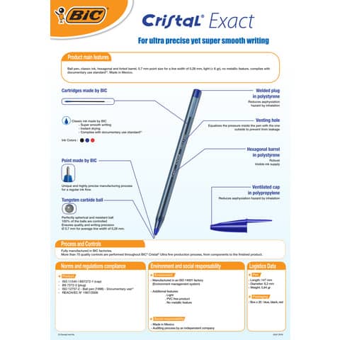 bic-penna-sfera-cappuccio-cristal-exact-0-7-mm-blu-992605