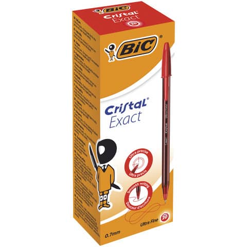 bic-penna-sfera-cappuccio-cristal-exact-0-7-mm-rosso-992604