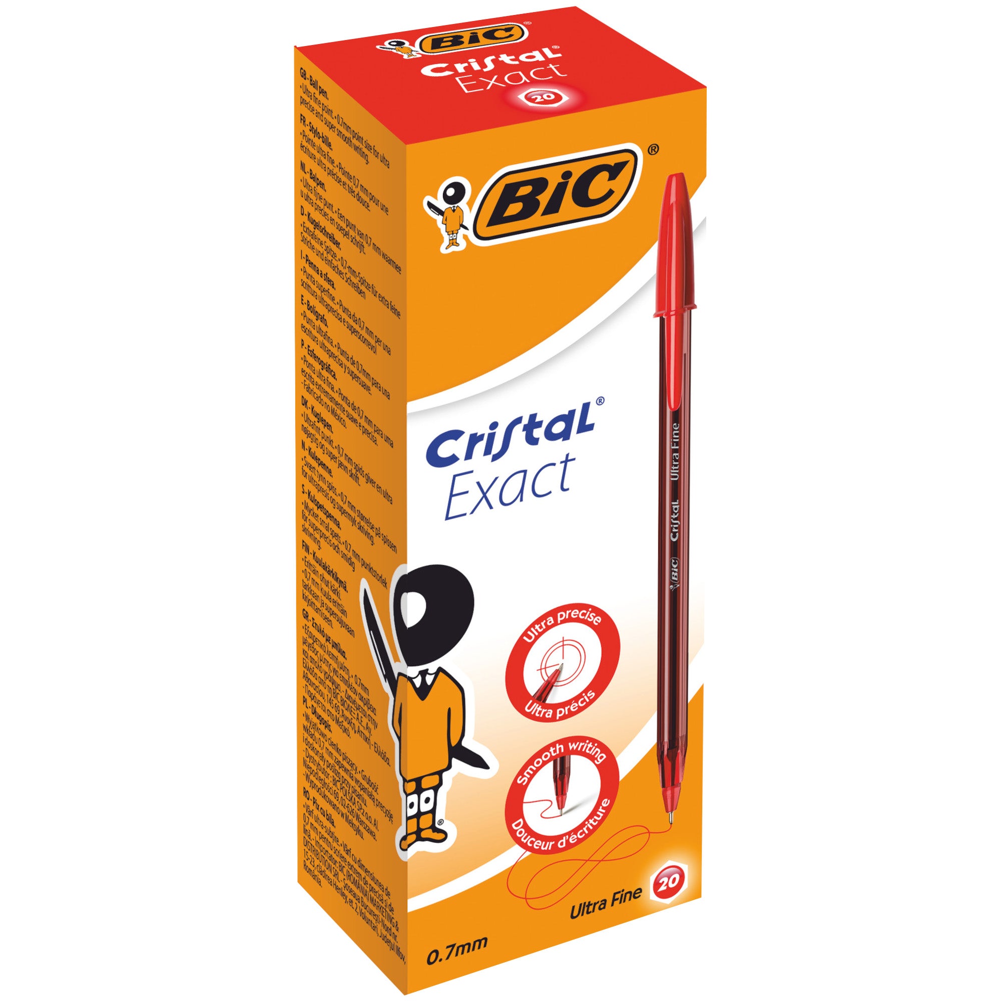 bic-scatola-20-penna-sfera-cappuccio-cristal-exact-0-7mm-rosso