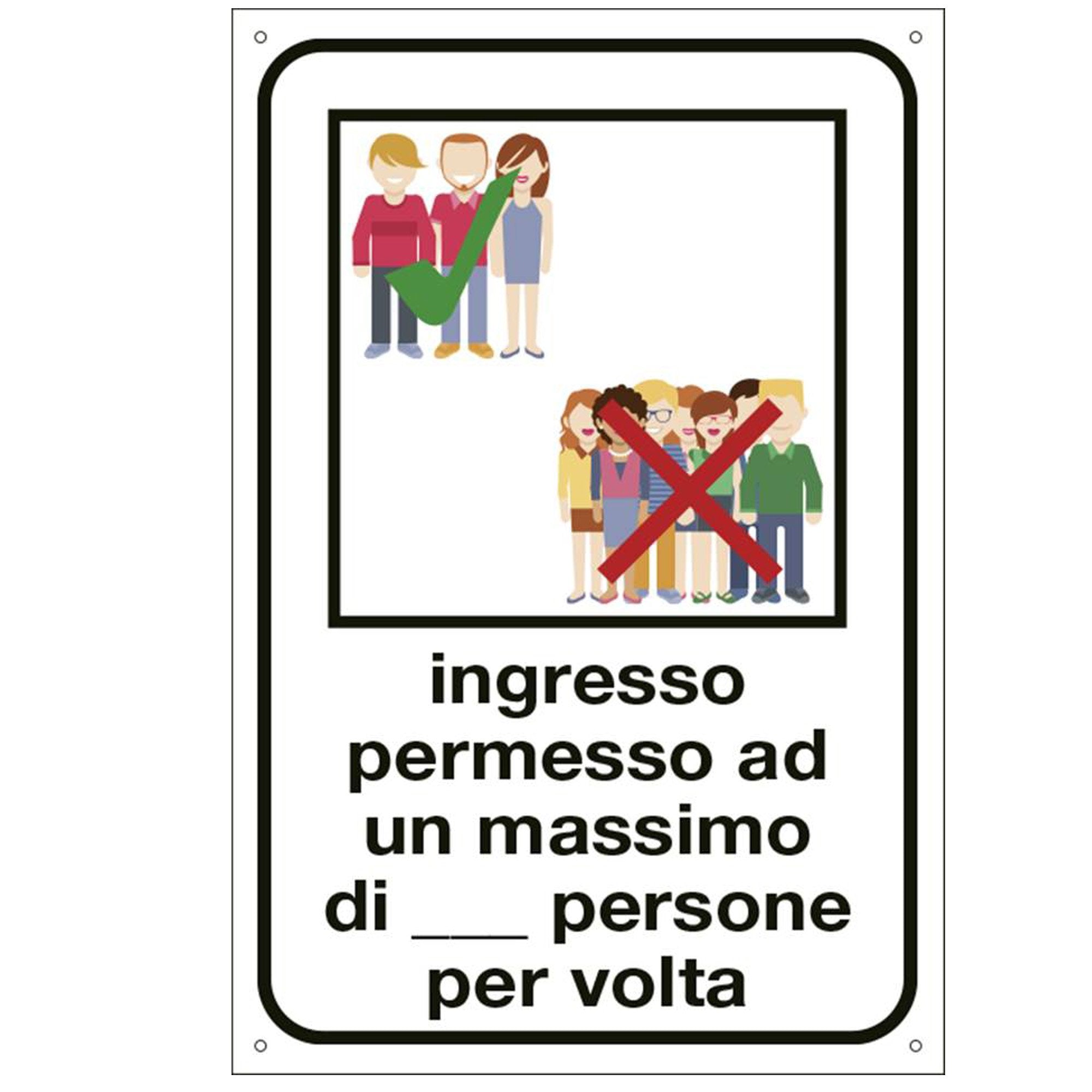 cartelli-segnalatori-cartello-alluminio-12x18cmingresso-permesso-max-n-persone