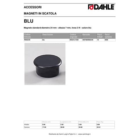 dahle-magneti-rotondi-diametro-24-mm-blu-altezza-7-mm-forza-3-n-conf-10-pezzi-r955246