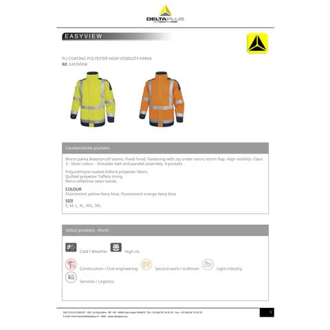 deltaplus-giacca-lavoro-parka-easy-view-c-zip-imperm-cl-3-4-tasche-argento-giallo-fluo-blu-l-easyvjmgt