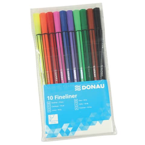 donau-set-fineliner-inchiostro-base-acqua-conf-10-pz-multicolore-330257099