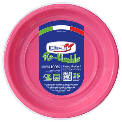 dopla-reusable-piatti-fondi-fucsia-polistirene-h-32-mm-conf-25-pz-diametro-205-mm-11832