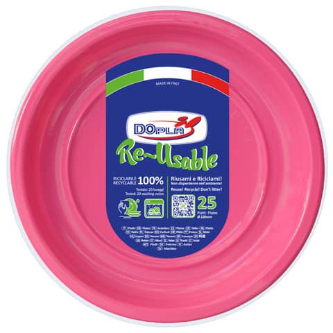 dopla-reusable-piatti-piani-fucsia-polistirene-h-19-mm-conf-25-pz-diametro-220-mm-11831