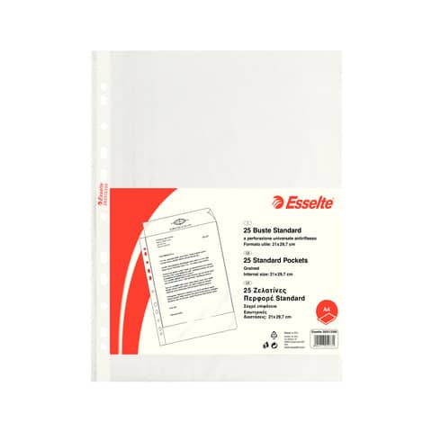 esselte-buste-perforazione-universale-goffrate-standard-pp-antiriflesso-trasparente-a4-conf-25-392513300