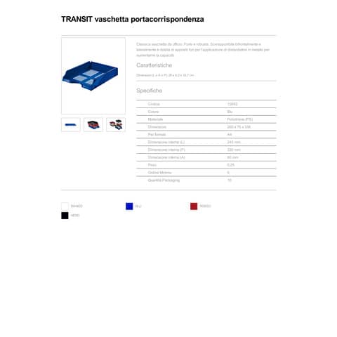 esselte-vaschetta-portacorrispondenza-transit-standard-polistirene-blu-26x33-6x7-6-cm-15652