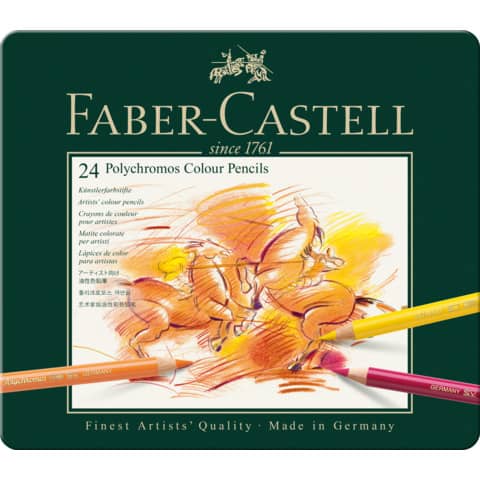 faber-castell-matite-colorate-permanenti-faber-castell-polychromos-mina-3-8-mm-box-metallo-colori-assortiti-conf-24-pezzi-110024