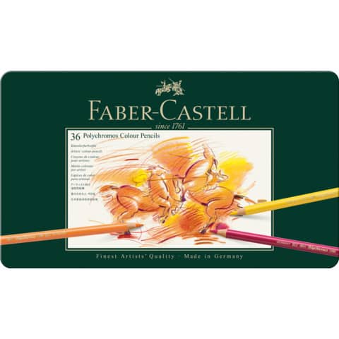 faber-castell-matite-colorate-permanenti-faber-castell-polychromos-mina-3-8-mm-box-metallo-colori-assortiti-conf-36-pezzi-110036