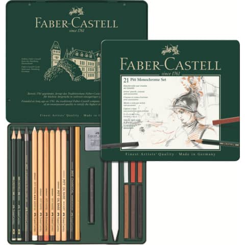 faber-castell-set-metallo-faber-castell-monochrome-belle-arti-medium-conf-21-elementi-112976