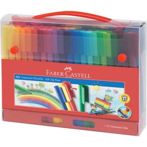 faber-castell-valigetta-metallo-faber-castell-pennarelli-connector-pens-conf-60-pezzi-155560