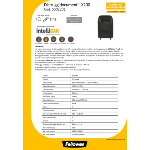 fellowes-distruggidocumenti-uso-personale-p-4-powershred-lx200-22-l-taglio-miniframmenti-4x12-mm-nero-5502201