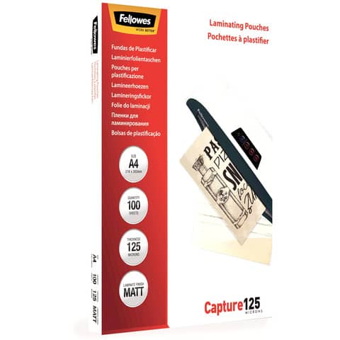 fellowes-pouches-plastificatrici-standard-capture125-finitura-opaca-2x125-m-a4-conf-100-pezzi-5328502