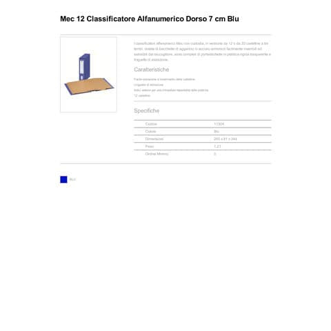 king-mec-classificatore-alfanumerico-custodia-mec-12-dorso-7-cm-blu-11304