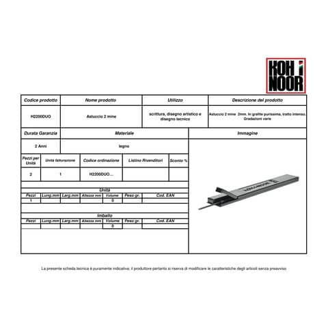 koh-i-noor-astucci-2-mine-4h-portamine-2-mm-scatola-12-astucci-h2200duo-4h