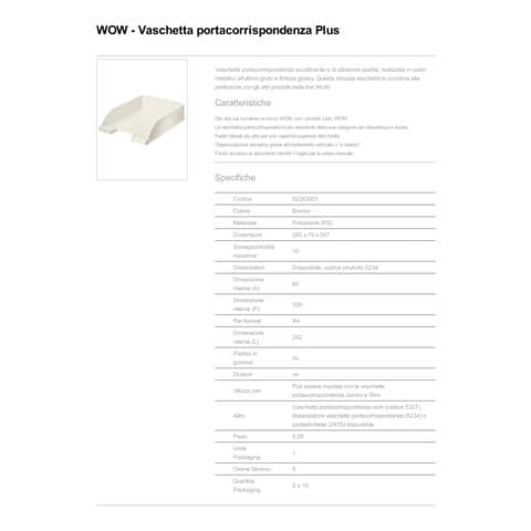 leitz-vaschetta-portacorrispondenza-wow-polistirolo-a4-bianco-metalizzato-52263001