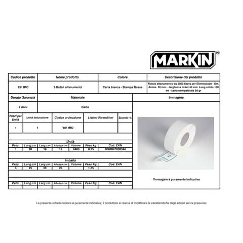 markin-rotoli-tickets-eliminacode-rosso-diametro-113x40-mm-conf-5-y611ro