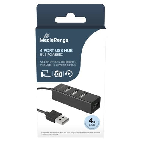 media-range-hub-usb-2-0-quattro-porte-alimentato-tramite-porta-usb-mrcs502