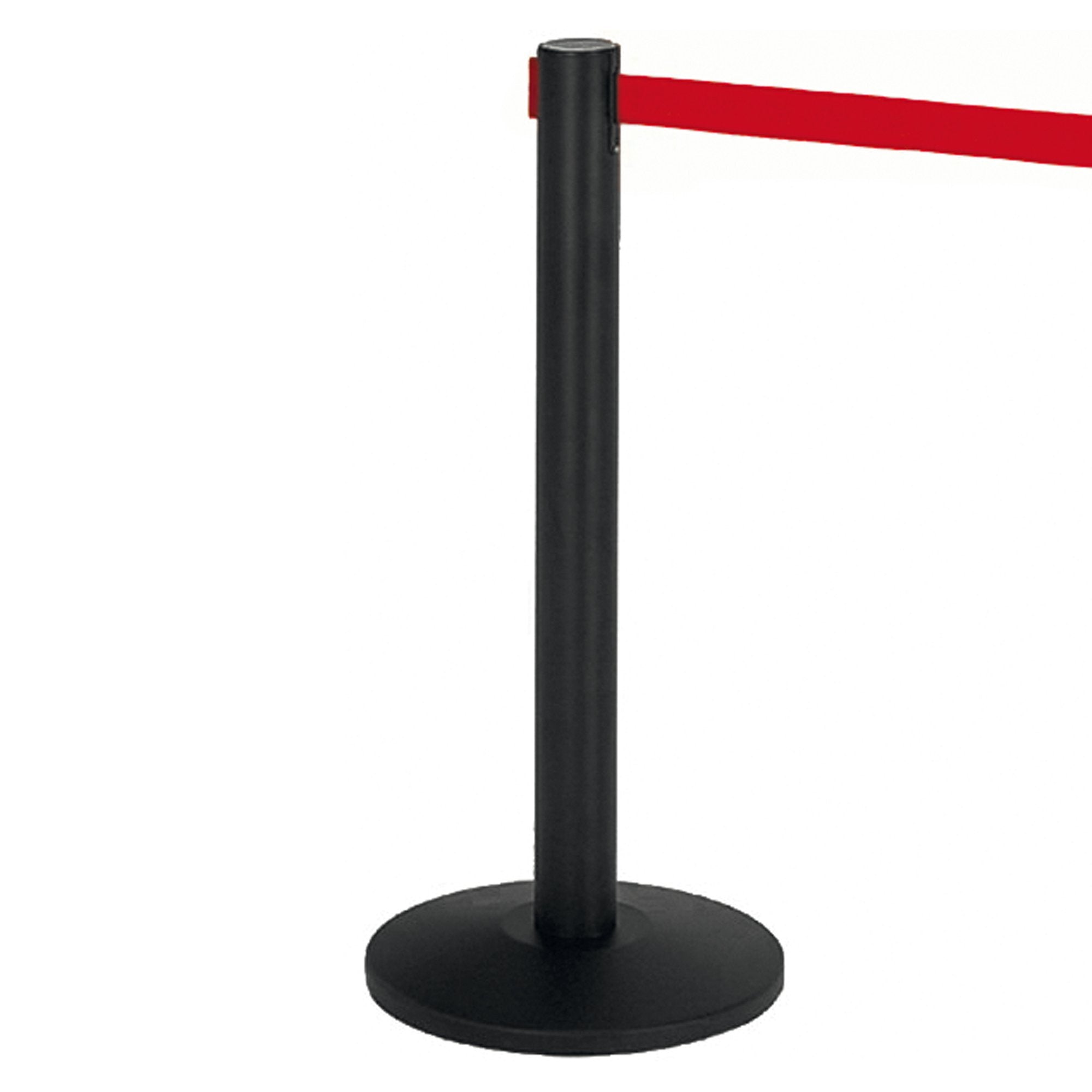 medialinternational-1-colonnina-segnapercorso-nera-nastro-200cm-rosso-alfa