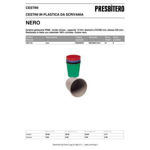 methodo-cestino-gettacarte-15-lt-295-mm-x-h-325-mm-nero-x851103