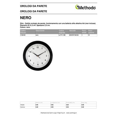 methodo-orologio-parete-slim-diametro-diametro-31-5-cm-nero-v150103