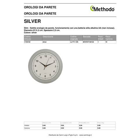 methodo-orologio-parete-slim-diametro-diametro-31-5-cm-silver-v150102