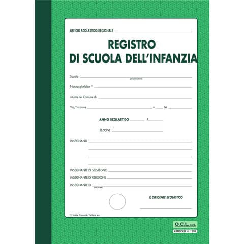 ocl-registro-scuola-dellinfanzia-40-pagine-30-alunni-o-c-l-verde-1201