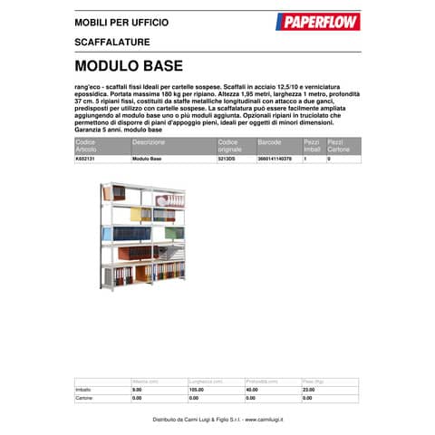 paperflow-scaffalatura-metall-rangeco-incastro-5-ripiani-cartelle-sospese-modulo-base-grigio-k652131