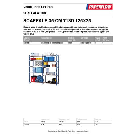 paperflow-scaffalatura-metallica-rangeco-incastro-5-ripiani-modulo-base-blu-k607130