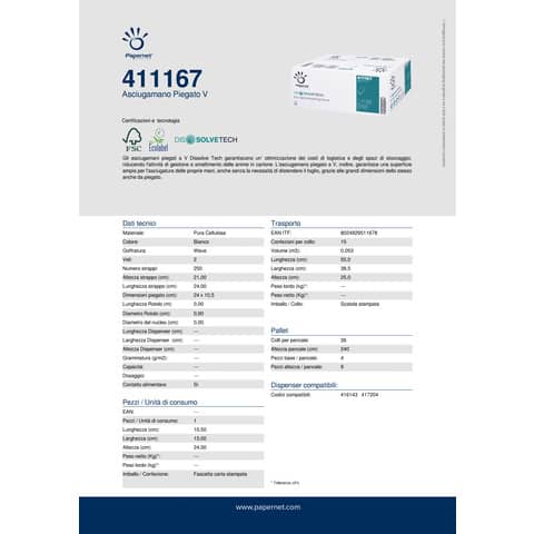 papernet-asciugamani-interfogliati-piegati-v-dissolve-tech-2-veli-24x21-cm-conf-15-fascette-250-pezzi-411167