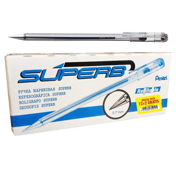 pentel-122pz-penna-sfera-superb-bk77-promopack-blu-0-7mm