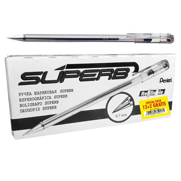 pentel-122pz-penna-sfera-superb-bk77-promopack-nero-0-7mm