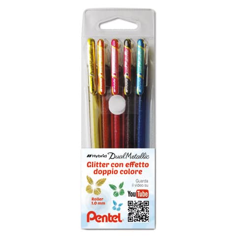 pentel-penna-roller-gel-hybrid-dual-metallic-1-0-mm-assortiti-5-pezzi-0022064