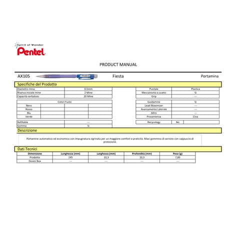 pentel-portamine-0-5-mm-hb-fusto-nero-ax105-ao