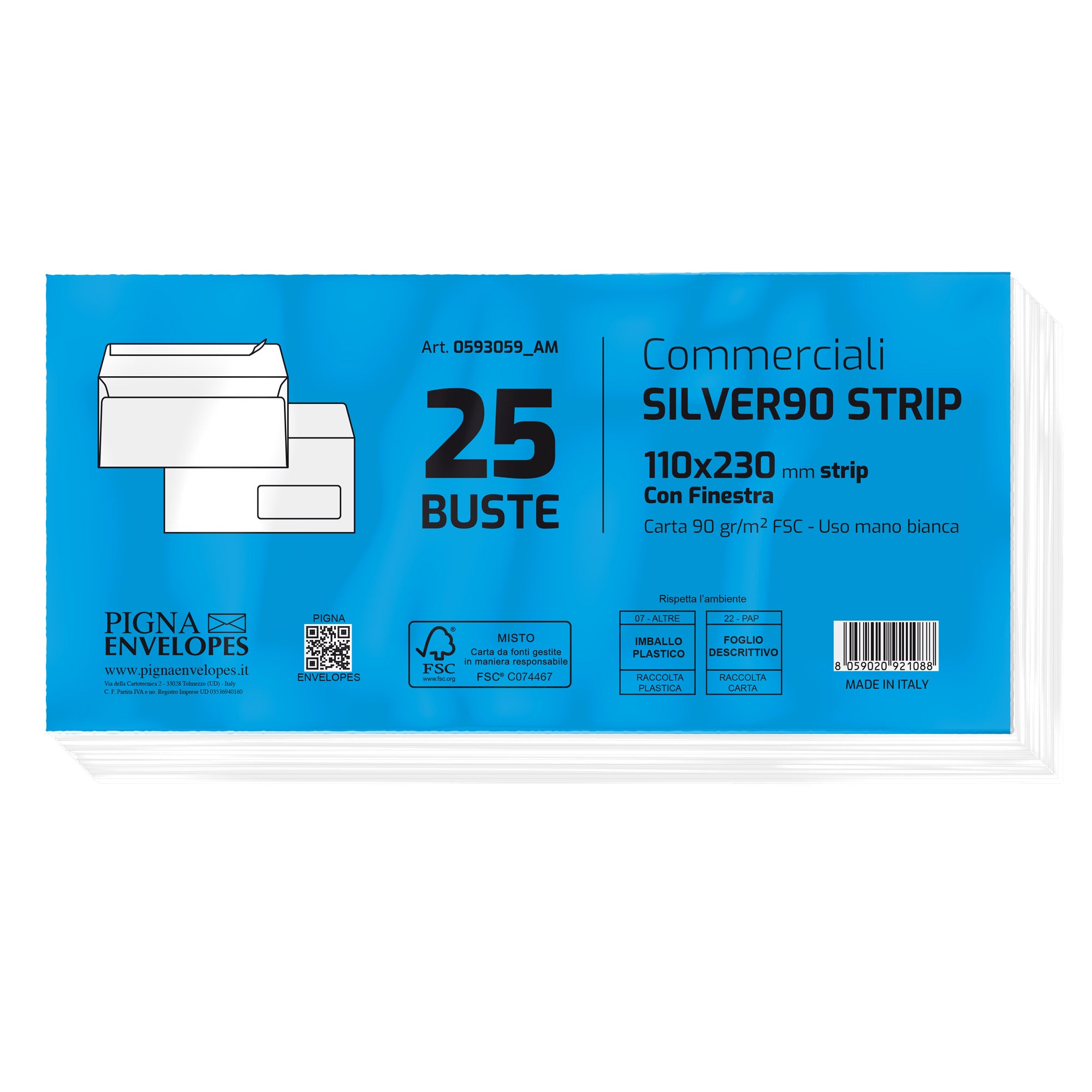 pigna-25-buste-silver90-strip-fsc-bianca-internografata-c-finestra110x230mm90gr