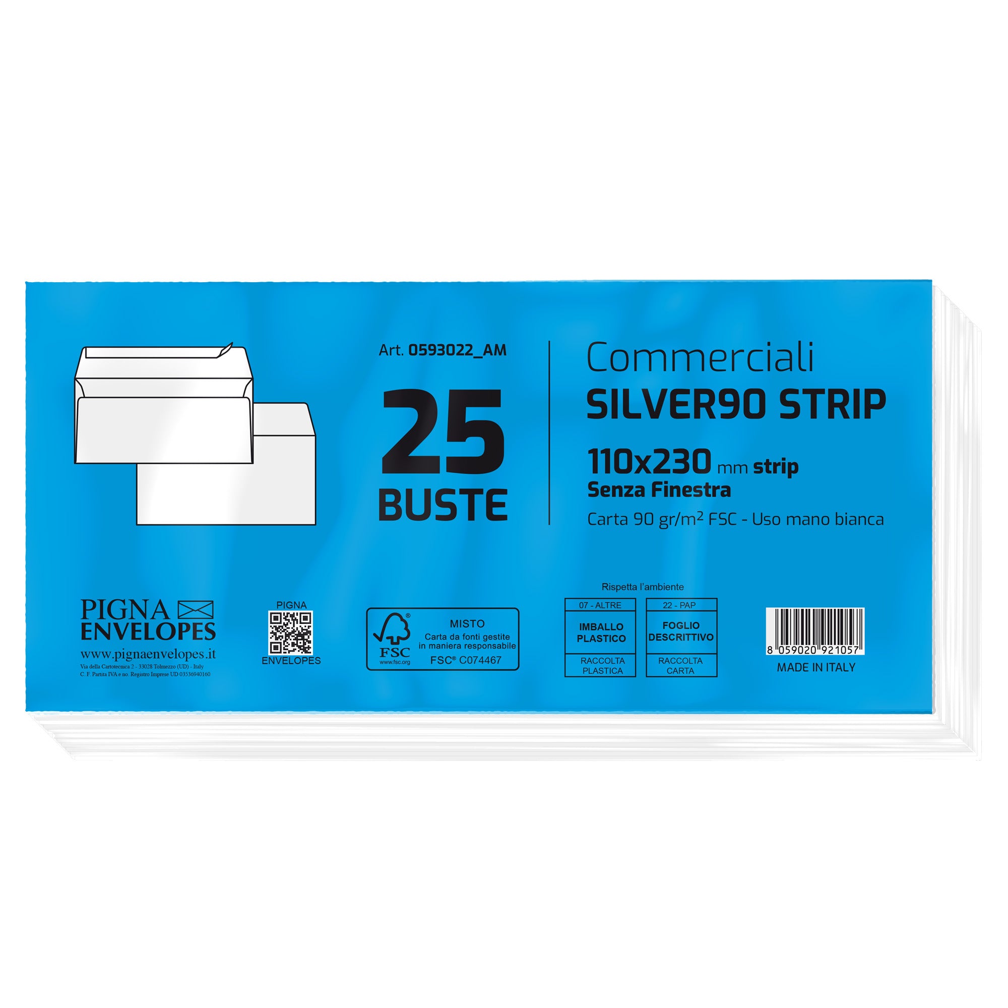 pigna-25-buste-silver90-strip-fsc-bianca-internografata-s-finestra110x230mm90gr