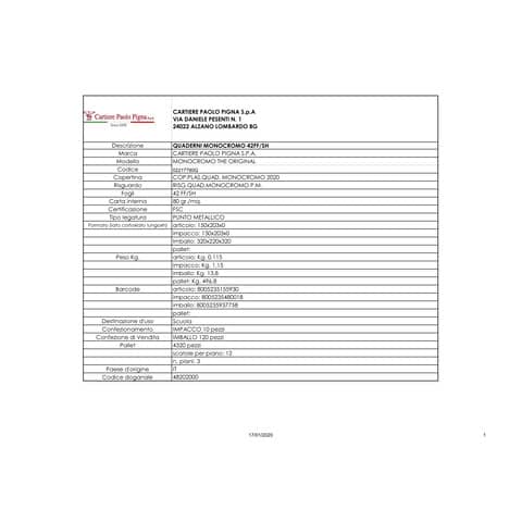 pigna-quaderno-42-fogli-monocromo-a5-quadretti-0q-margine-assortiti-02217780q