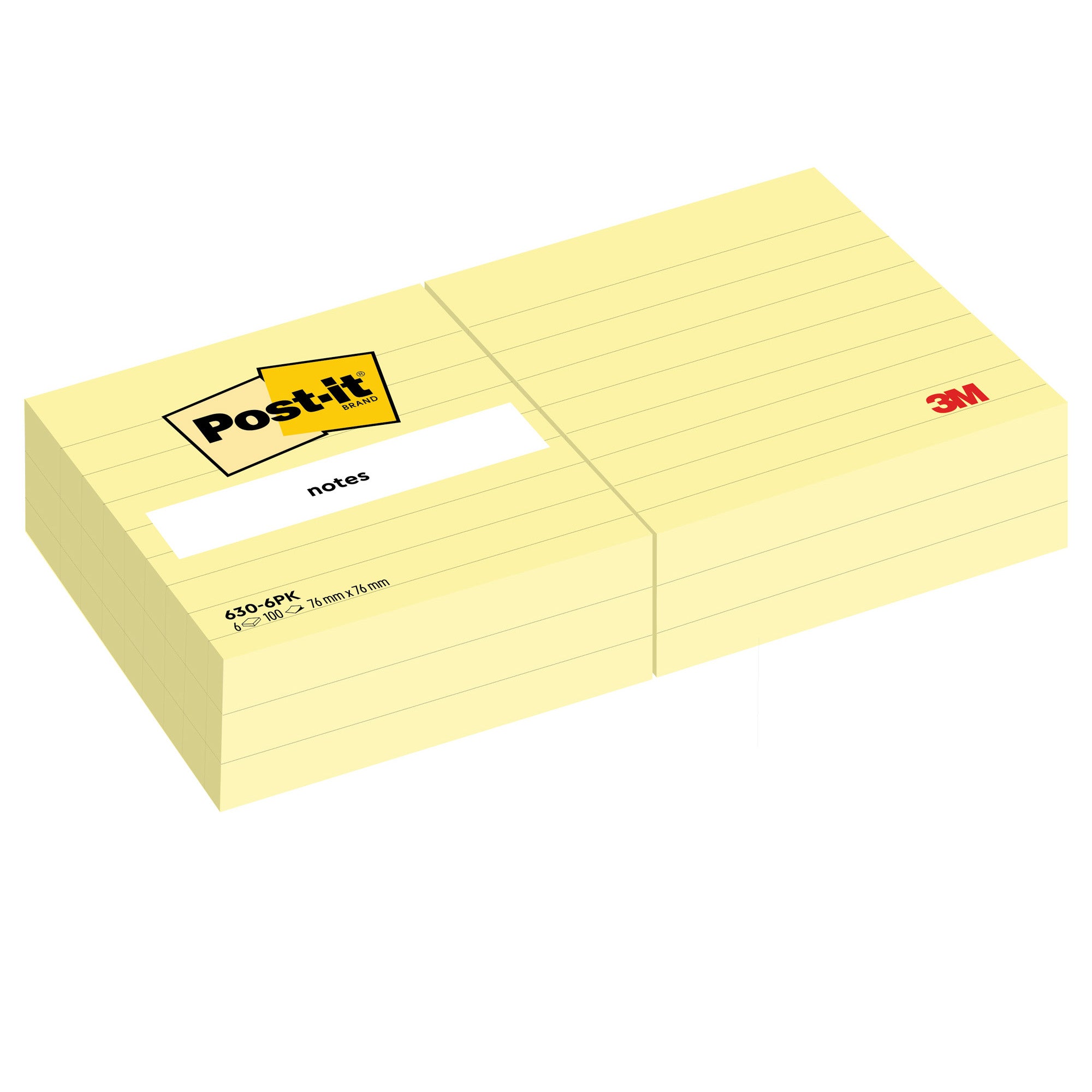 post-it-blocco-100fg-giallo-canary-76x76mm-giallo-righe-630-6pk