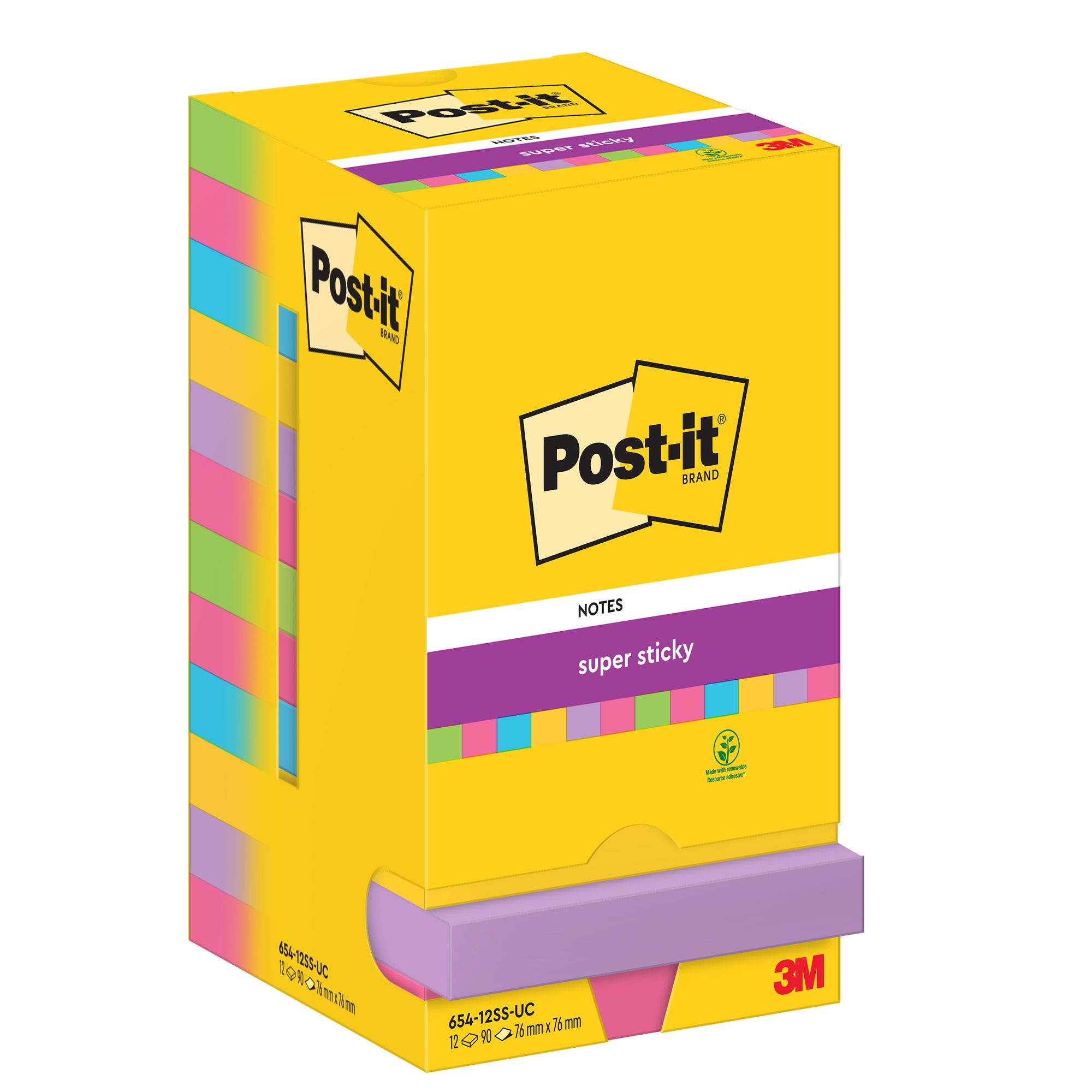 post-it-blocco-90foglietti-super-sticky-76x76mm-ultracolor-654-12ssucc