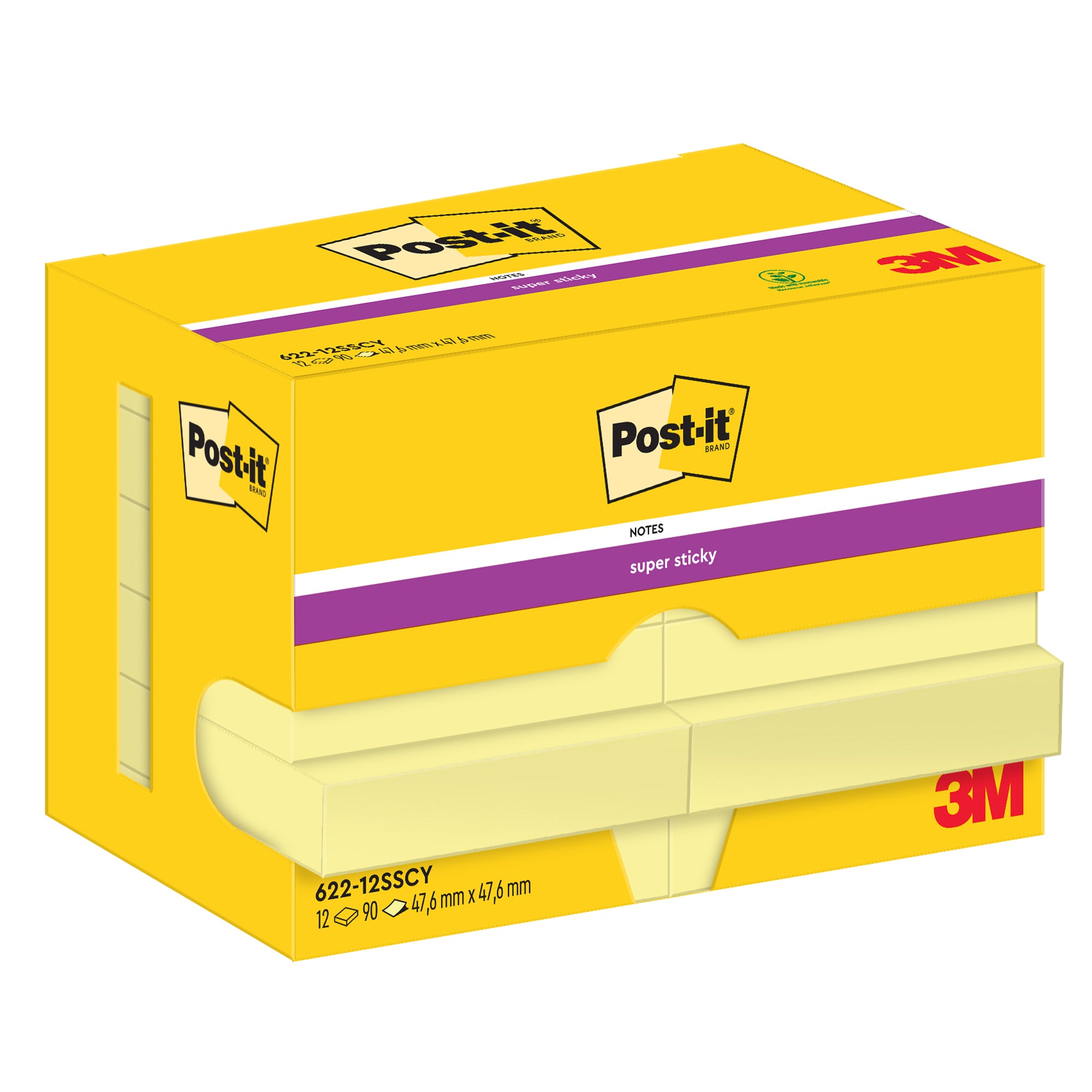 post-it-blocco-90foglietti-super-sticky-giallo-canary-47-6x47-6mm-622-12ss-cy