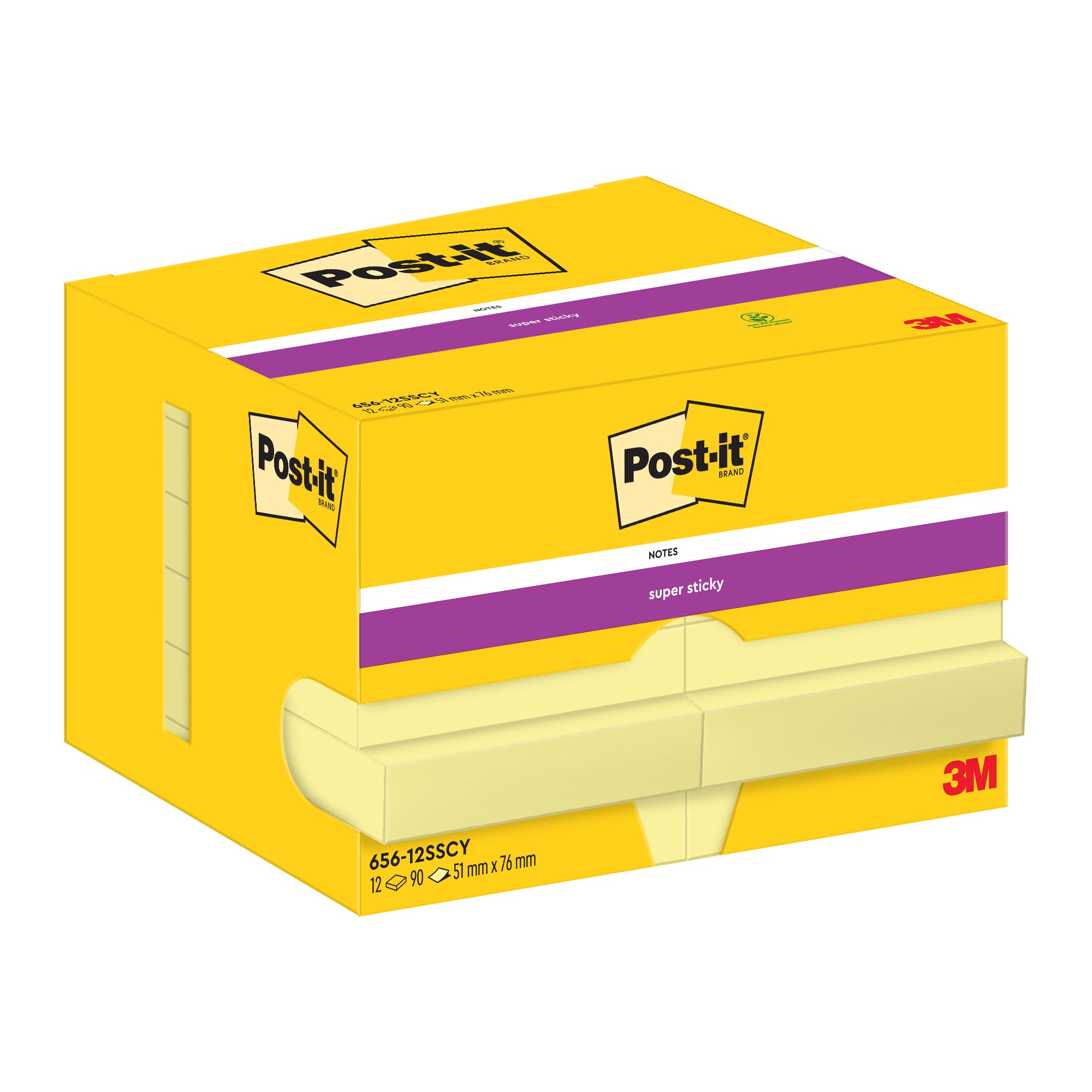 post-it-blocco-90foglietti-super-sticky-giallo-canary-47-6x76mm-656-12ss-cy-eu