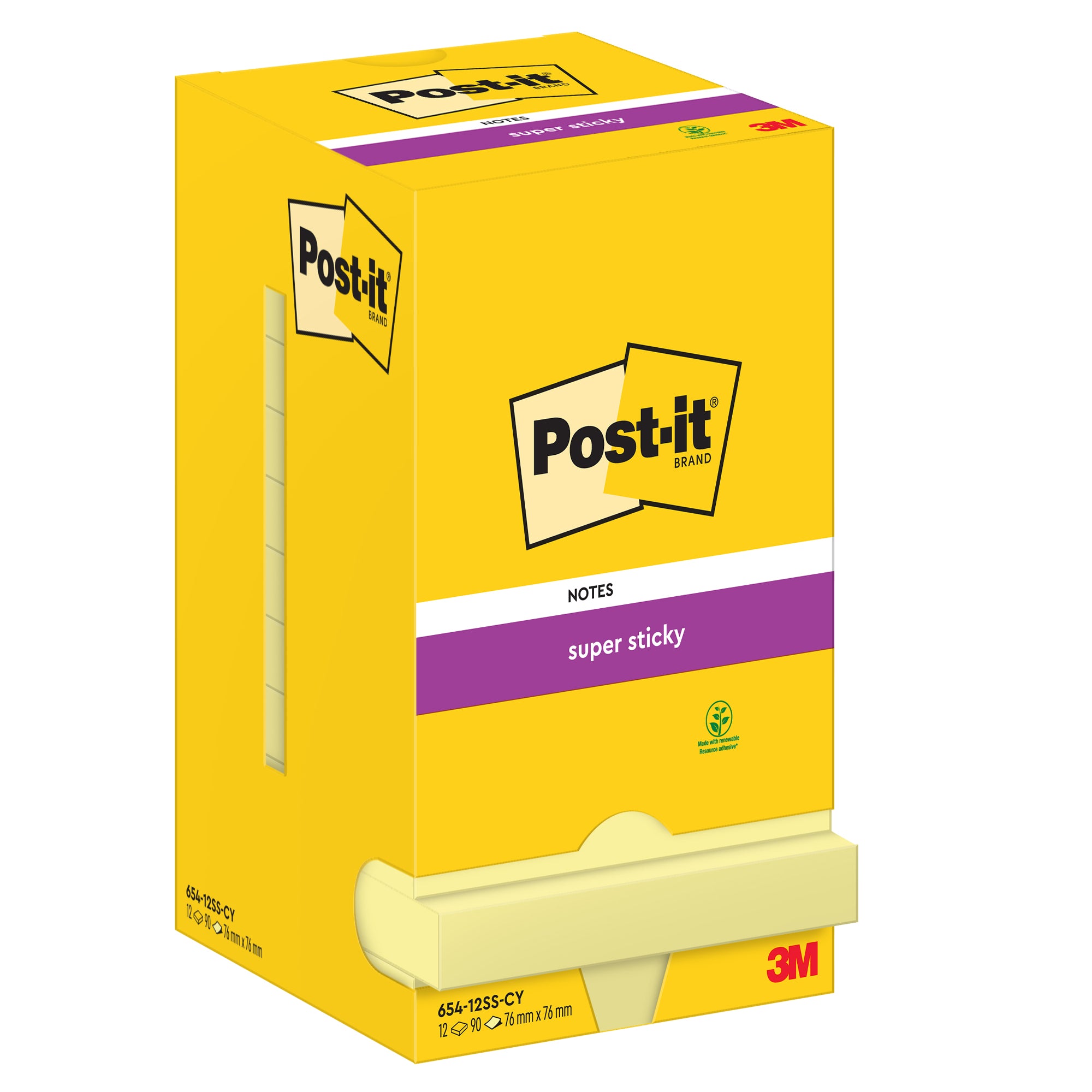 post-it-blocco-90foglietti-super-sticky-giallo-canary-76x76mm-654-12ss-cy