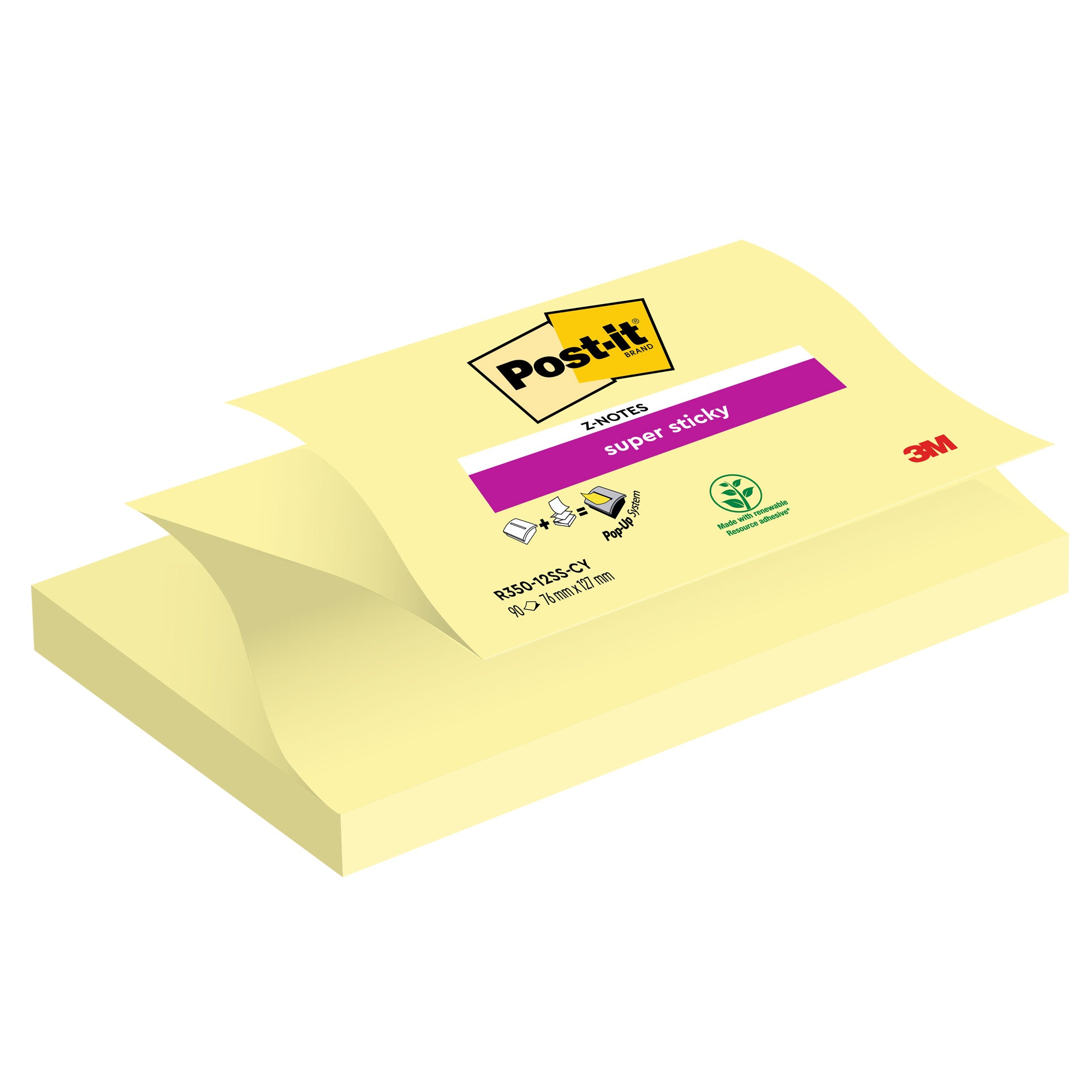 post-it-blocco-90foglietti-super-sticky-z-notes-canary76x127mm-r350-123ss-cy