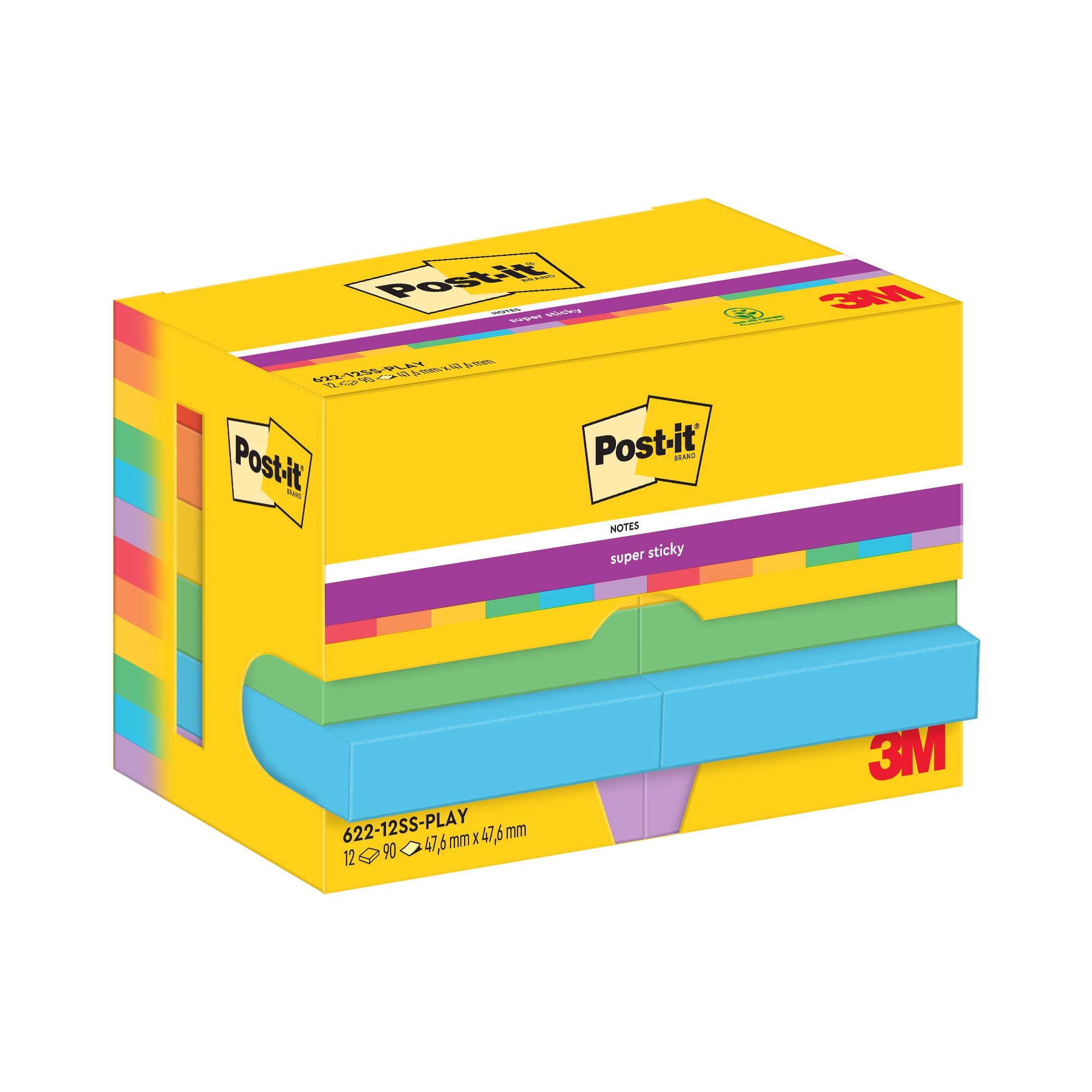 post-it-cf-12pz-blocco-90fg-super-sticky-47-6x47-6mm-622-12ss-play-playful