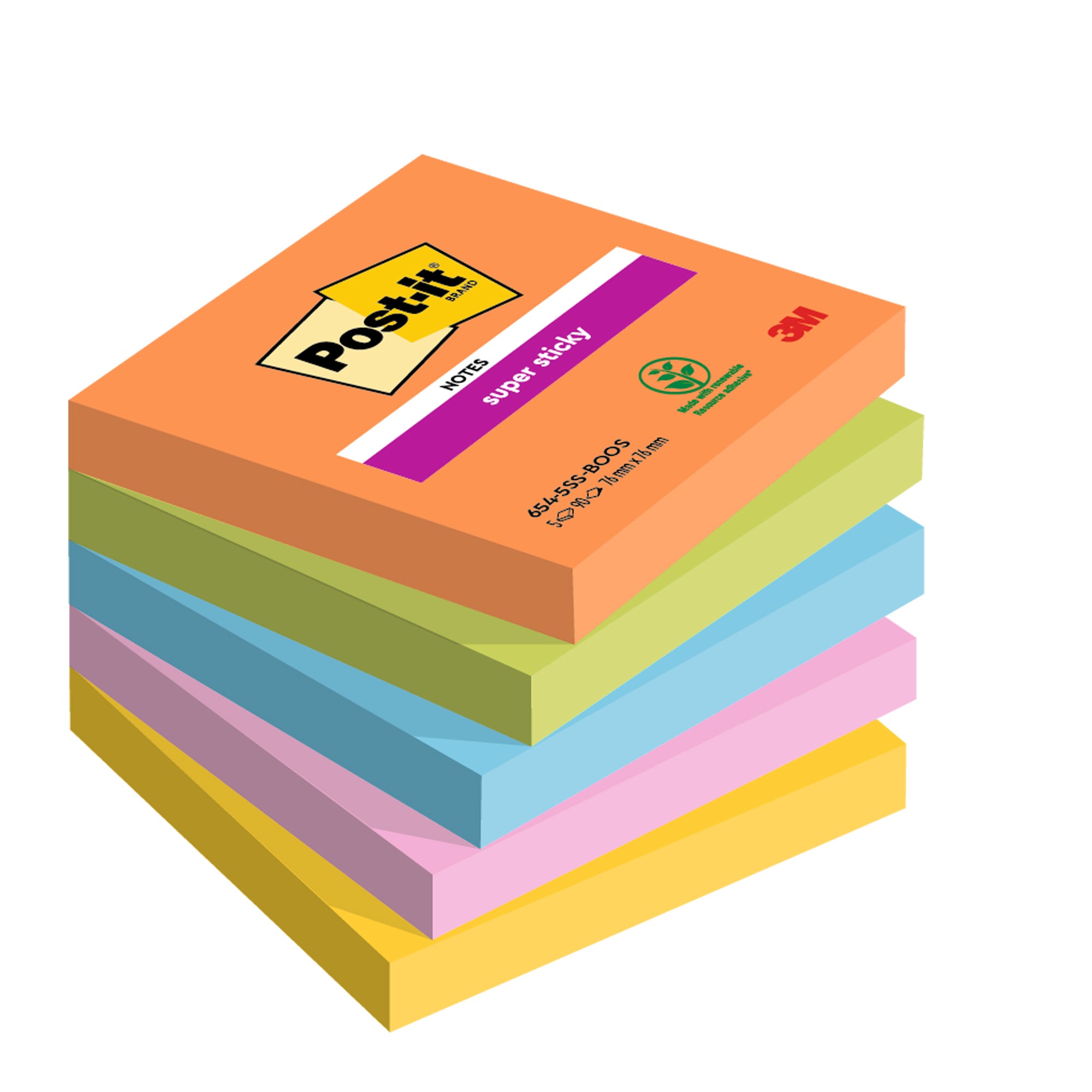 post-it-cf-5pz-blocco-90fg-super-sticky-76x76mm-654-5ss-boos-boost