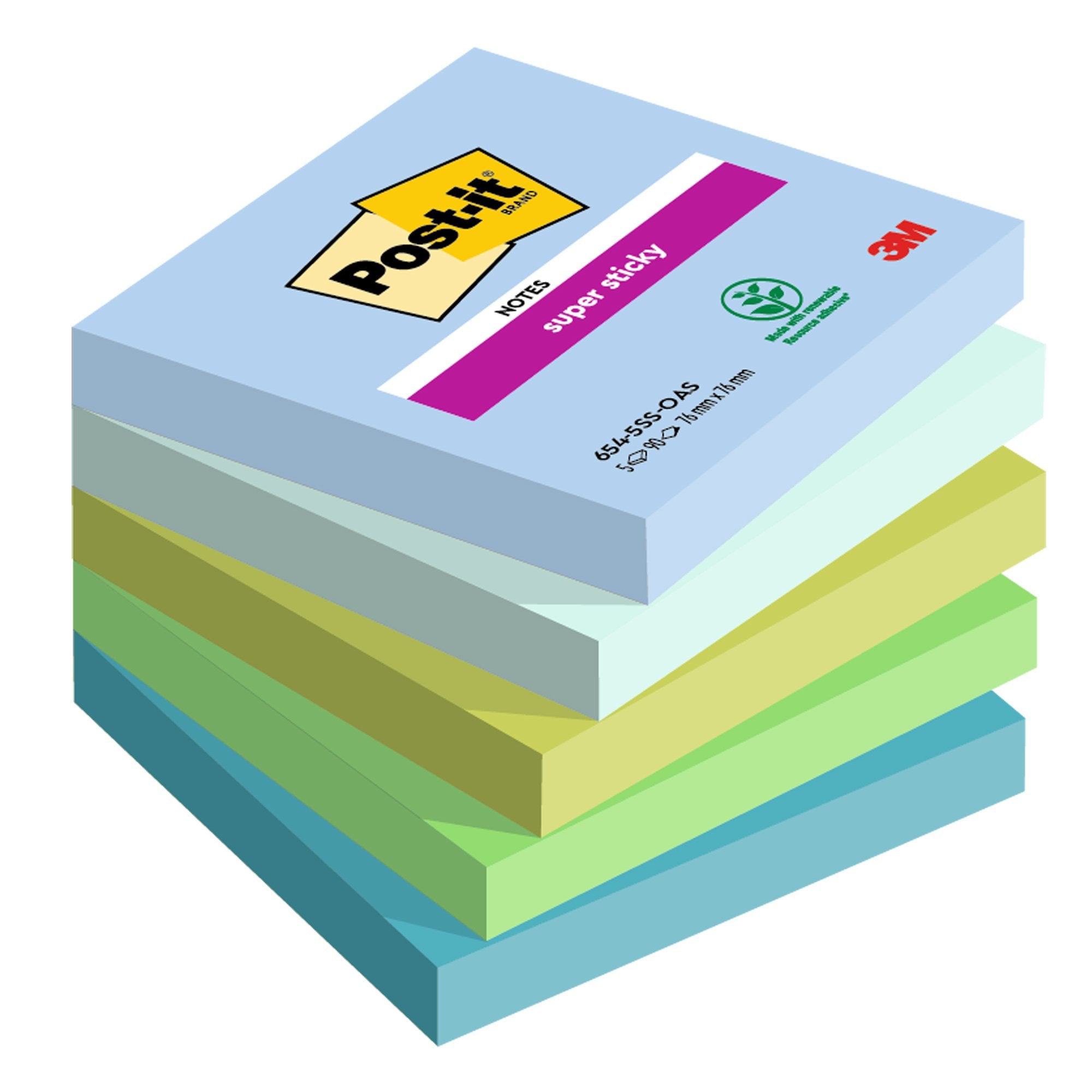 post-it-cf-5pz-blocco-90fg-super-sticky-76x76mm-654-5ss-oas-oasis