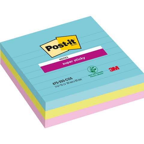 post-it-foglietti-riposizionabili-cosmic-righe-assortiti-conf-3-blocchetti-70-ff-675-3ss-cos